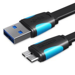 Cable USB Vention VAS-A12-B100 1m USB 3.0 A a Micro B Macho Azul y Negro 5Gbps 10W