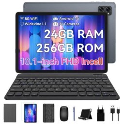 Tablet KINGRID T20 10.1" 256GB WiFi 5000 mAh Android 16 con teclado Gris