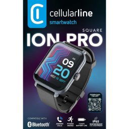 Cellularline ION PRO Square Bluetooth 46mm TFT Negro IP67 SpO2 Pulsómetro Monitor de Sueño