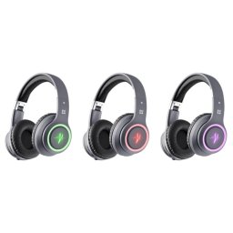 Auriculares Defender FREEMOTION B571 LED inalámbricos y cableados Bluetooth con reducción de ruido pasiva, micrófono y reproductor microSD, gris