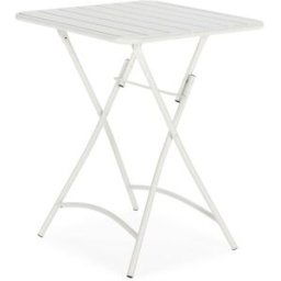 HOMN Mesa de jardín plegable perla de metal en blanco