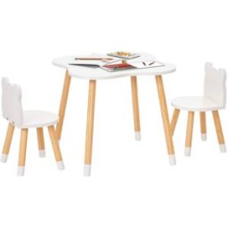 Homcom Juego Infantil de Mesa y 2 Sillas 56x56x50 cm Blanco