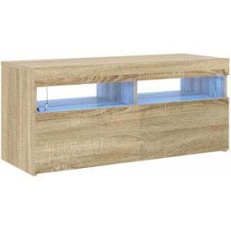 Maison Chic Mueble tv con luces led madera roble sonoma 90x35x40 cm