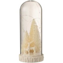 J-line Campana alta led ciervos cristal/resina blanco Alt. 28 cm