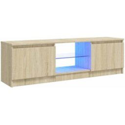 Maison Chic Mueble tv con luces led madera roble sonoma 120x30x35,5 cm