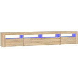 Maison Chic Mueble tv con luces led madera roble sonoma 240x35x40 cm