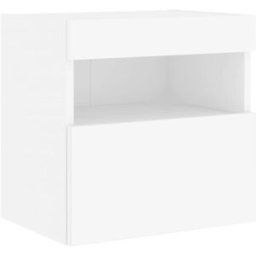 Maison Chic Mueble tv de pared con luces led madera blanco 40x30x40 cm