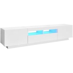 Maison Chic Mueble tv con luces led madera blanco 180x35x40 cm
