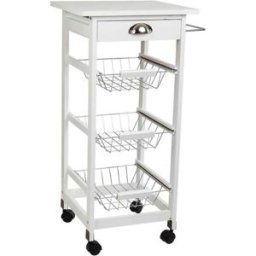 Wanderlust deco Carro de cocina de madera blanco 40x37x82