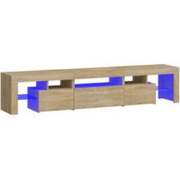 Maison Chic Mueble tv con luces led madera roble sonoma 200x36,5x40 cm