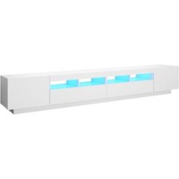 Maison Chic Mueble tv con luces led madera blanco 260x35x40 cm