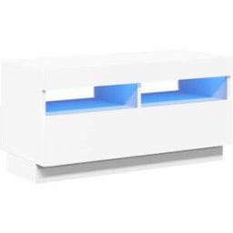 Maison Chic Mueble tv con luces led madera blanco 80x35x40 cm