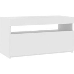 Maison Chic Mueble tv con luces led madera blanco brillante 75x35x40 cm