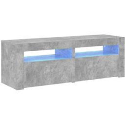 Maison Chic Mueble tv con luces led madera gris hormigón 120x35x40 cm