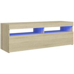 Maison Chic Mueble tv con luces led madera roble sonoma 120x35x40 cm