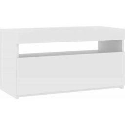 Maison Chic Mueble tv con luces led madera blanco 75x35x40 cm