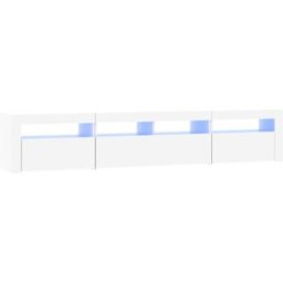 Maison Chic Mueble tv con luces led madera blanco 210x35x40 cm