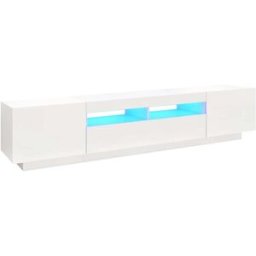 Maison Chic Mueble tv con luces led madera blanco 200x35x40 cm