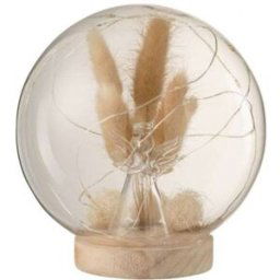 J-line Campana bola led ángel cristal/madera natural Alt. 16 cm