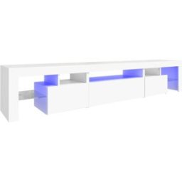 Maison Chic Mueble tv con luces led madera blanco 215x36,5x40 cm