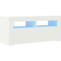 Maison Chic Mueble tv con luces led madera blanco 90x35x40 cm