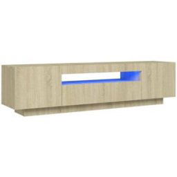 Maison Chic Mueble tv con luces led madera roble sonoma 160x35x40 cm