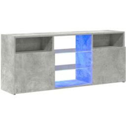Maison Chic Mueble tv con luces led madera gris hormigón 120x30x50 cm