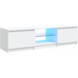 Maison Chic Mueble tv con luces led madera blanco 140x40x35,5 cm