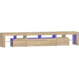 Maison Chic Mueble tv con luces led madera roble sonoma 230x36,5x40 cm
