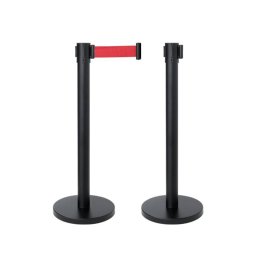 Poste separador negro económico con cinta extensible roja