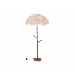 Lampara Pie Teca con Sobrilla Sisal y Percha Naclaus