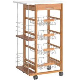 Homcom Carrito de Cocina 47x37x83 cm Madera Natural