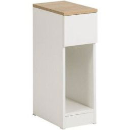 SoBuy Mesita de noche estrecha con 1 cajón aglomerado blanco