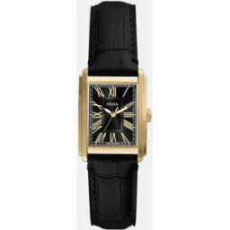 Fossil Reloj de hombre Carraway FS6091 dorado de piel en negro. Negro
