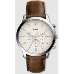 Fossil Reloj de hombre Neutra FS5380 cronógrafo de piel marrón.. Blanco