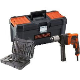 Black & Decker Taladro Percutor 850 W BLACK + DECKER BEH850KA32-QS + caja + accesorios. Naranja / Negro