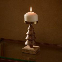 El Corte Inglés Portavelas de madera Árbol Navidad. Natural