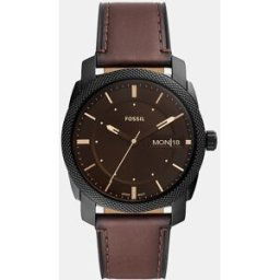 Fossil Reloj de hombre Machine FS5901 de piel ecológica marrón. Negro