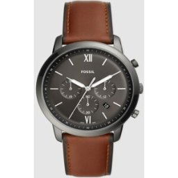Fossil Reloj de hombre Neutra Chrono FS5512 cronógrafo de piel negro. Gris