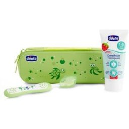 Chicco Pack Cepillo Dental Verde + Dentífrico Fresa 50ml + Estuche