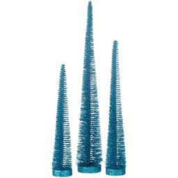 J-line Lote de 3 árboles de Navidad artificiales de plástico azul 10x10x41 cm