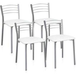 duehome Pack 4 sillas de cocina Chef-S pvc, gris, 41 x 63 x 40