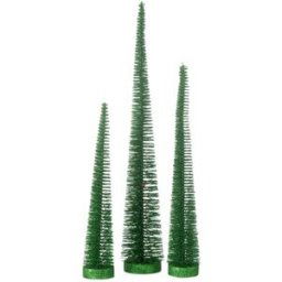 J-line Lote de 3 árboles de Navidad artificiales de plástico verde 10x10x41 c