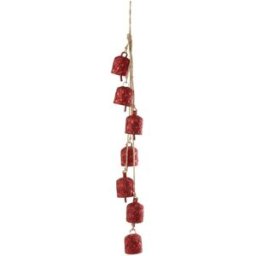 J-line Juego colgante de 7 campanas de metal rojo 7,5x7,5x45,5 cm