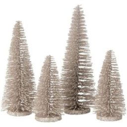 J-line Lote de 4 árboles de Navidad artificiales de plástico gris H9 a 15 cm