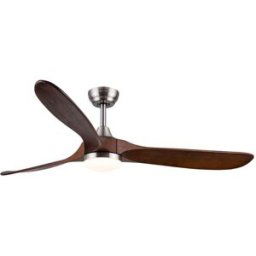 Wonderlamp Ventilador de techo níquel con palas de madera oscura