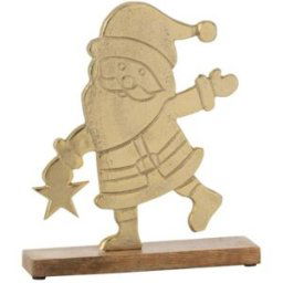 J-line Papá Noel decorativo de aluminio dorado 21*5*26 cm