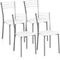 duehome Pack 4 sillas de cocina Chef metal, gris, 41 x 85 x 40