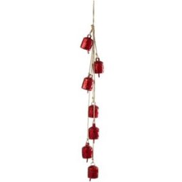 J-line Juego colgante de 7 campanas de espejo de metal rojo 7,5x7,5x45,5 cm