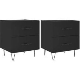 Maison Chic Juego de 2 mesitas de noche madera ingeniería negro 40x35x47,5 cm